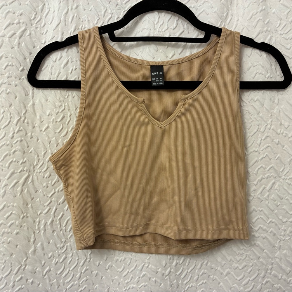 SHEIN Tan Ribbed Crop Top Medium